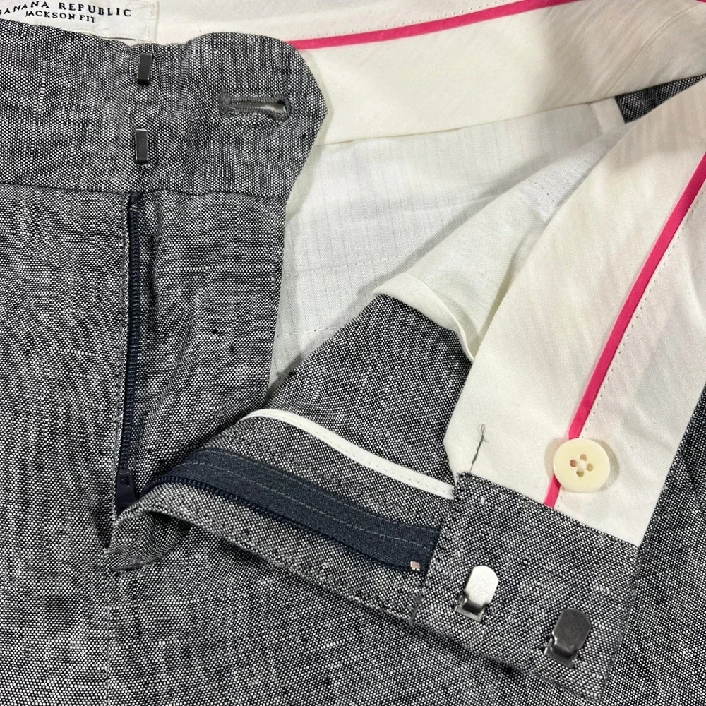 BANANA‎ REPUBLIC Jackson Fit Pants Womens 6 Grey Good 100 Linen Summer 2011